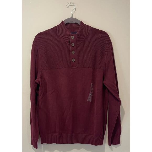 Club Room Other - Club Room Mens Mock Neck Pullover Sweater Red Plum Size XL